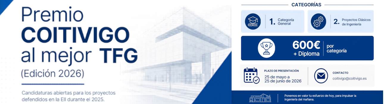 Premio COITIVIGO al mejor TFG de la EII de Vigo Edición 2026 (TFG presentados en 2025)