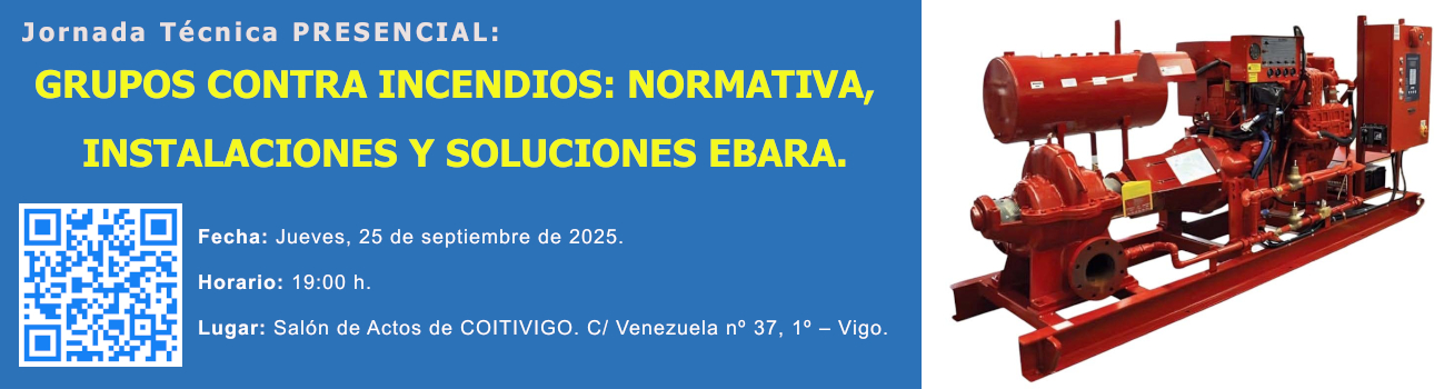Cabecera Jornada Técnica PRESENCIAL. GRUPOS CONTRA INCENDIOS 1290 350 septiembre 2025