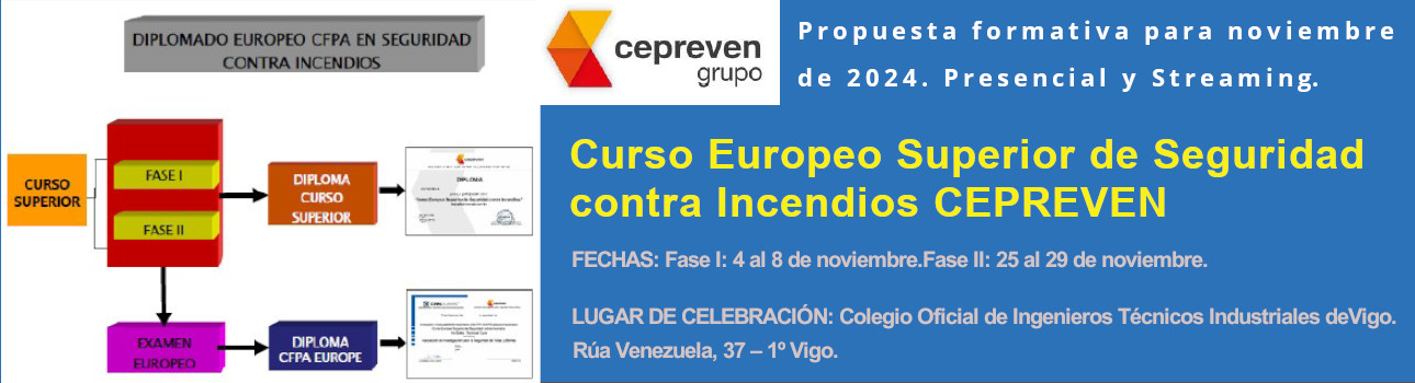 Cabecera Curso Europeo Superior de Seguridad contra Incendios CEPREVEN noviembre 2024 1290 350