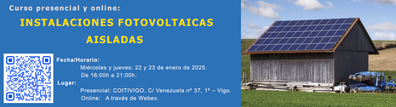 Cabecera Curso presencial y online INSTALACIONES FOTOVOLTAICAS AISLADAS 1290 350 enero 2025